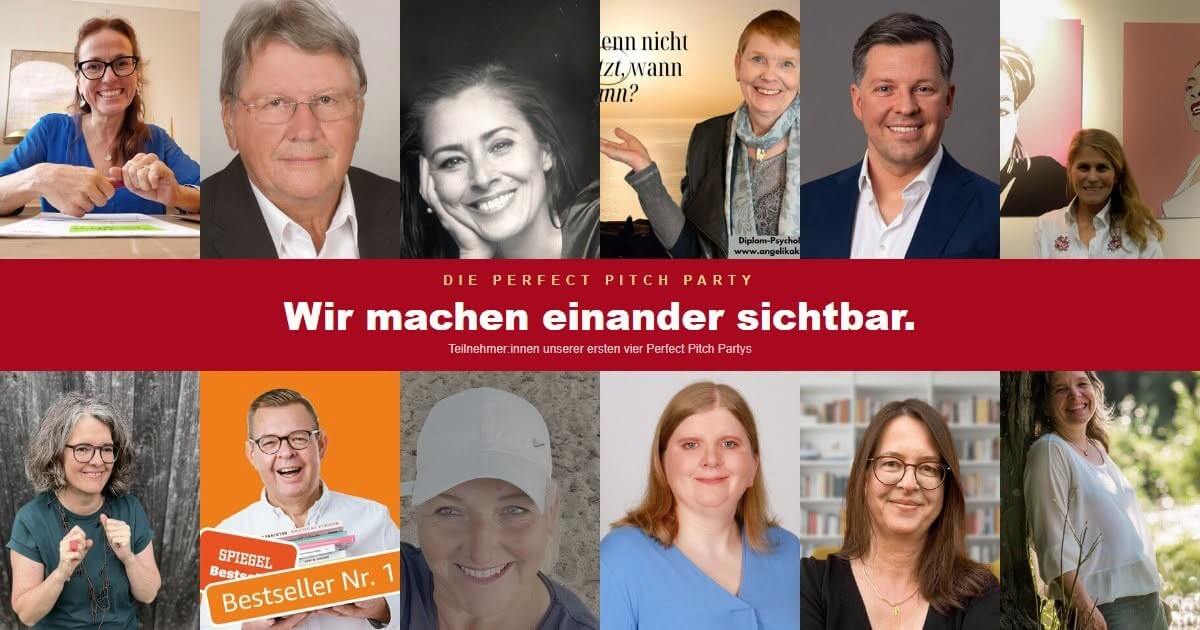 Wir machen einander sichtbar: Teilnehmer:innen der ersten vier Perfect Pitch Partys im gemeinsamen Post