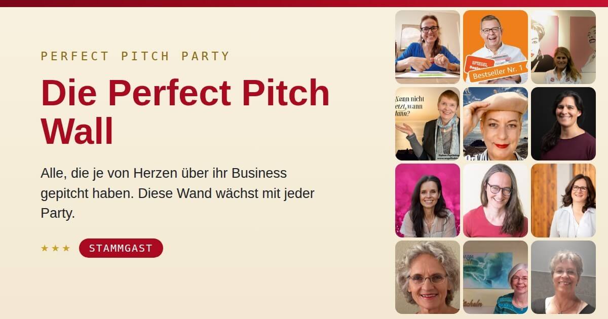 Die Perfect Pitch Wall: alle, die je von Herzen über ihr Business gepitcht haben